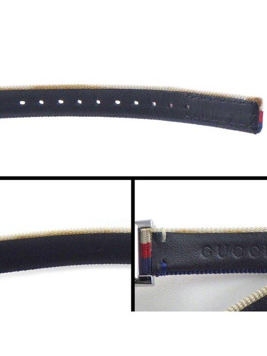Gucci Watch Frame 147.5 Rectangular White Red Navy Dial Long